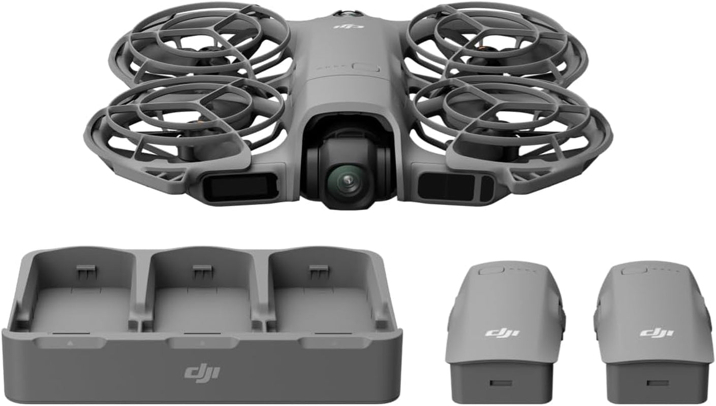DJI Neo 2 Fly More Combo (Drone Only), 4K Drone with Camera | Palm Takeoff & Landing, Gesture Control, Activetrack, Omnidirectional Obstacle Sensing, 3 Batteries