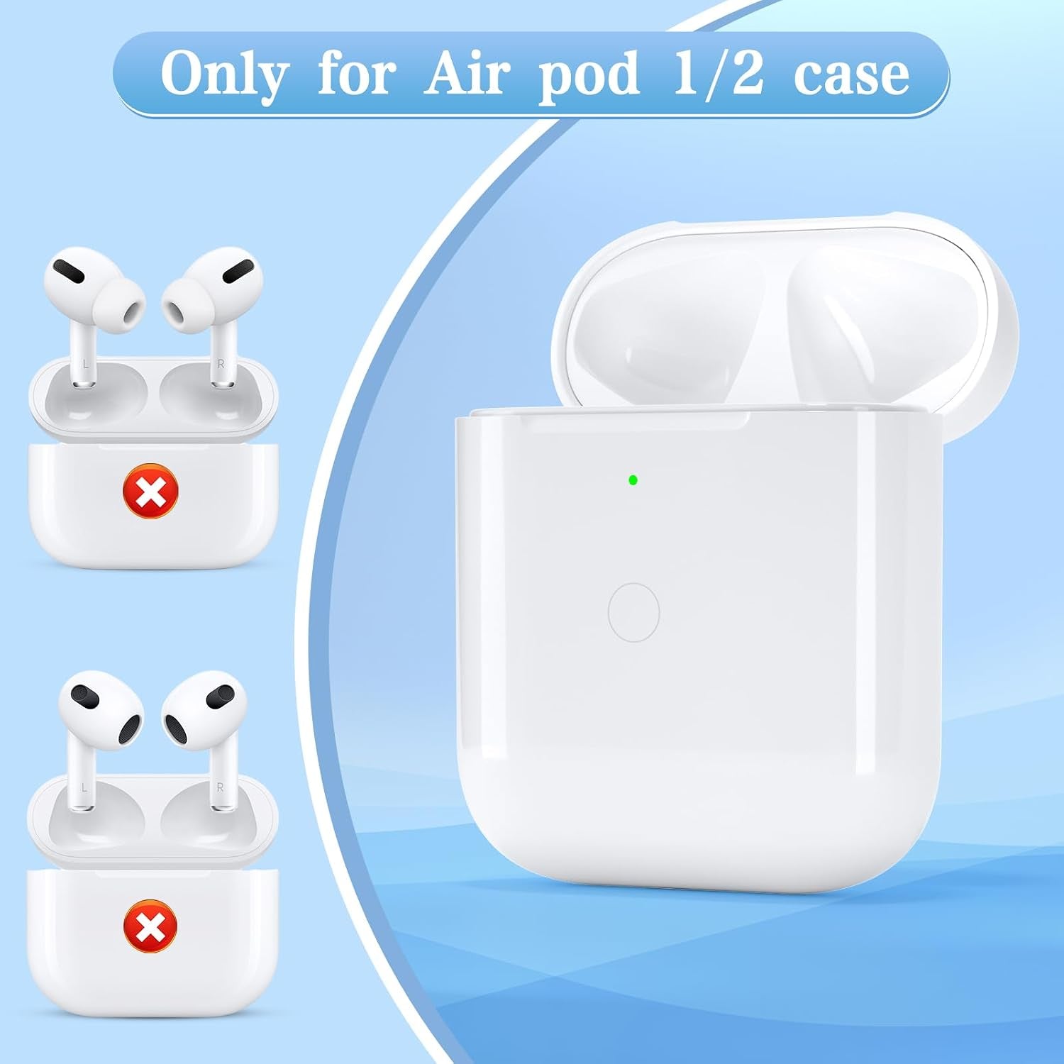 Replacement Airpods 1 St & 2Nd Generation Airpod Charging Case, Wireless Airpod Replacement Case with Bluetooth Pairing Sync Button, Airpods 1/2 Charging Cases Only, Airpods 1Rd Generation Case