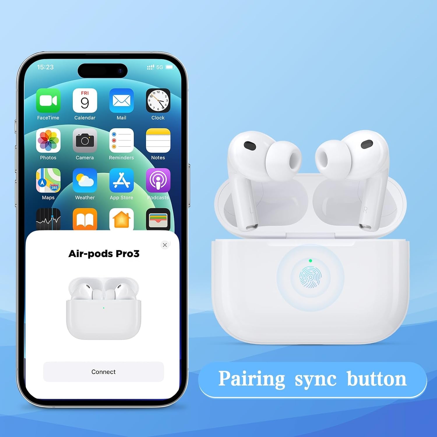 Replacement Wireless Charging Case Compatible for Airpods Pro 3 Charger Case with Type-C Charging Port Replacement for Airpods Pro 3 Charging Case Support Wireless Airpods Pro 3 Charging Case
