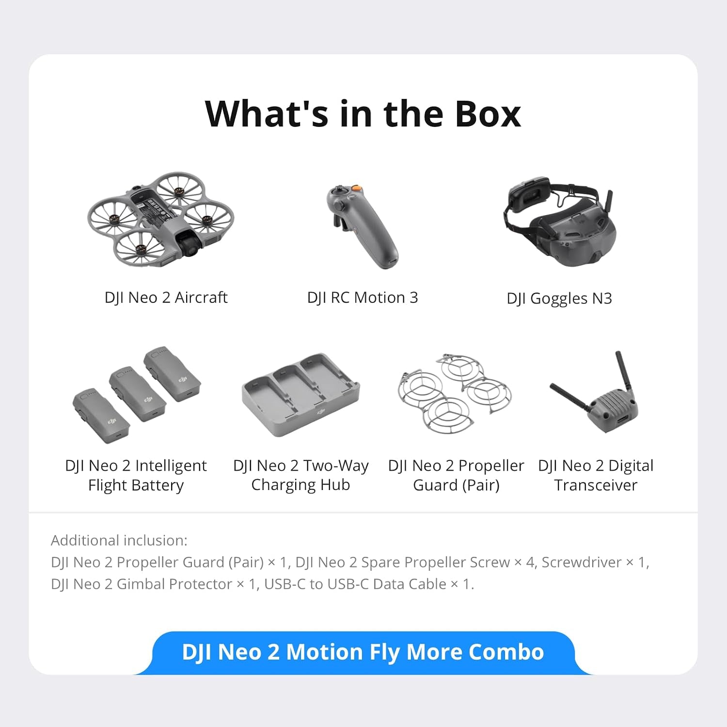 DJI Neo 2 Motion Fly More Combo with RC Motion 3 & Goggles N3 | Stable Transmission with Digital Transceiver, 4K Drone for Beginners, FPV Flying, 3 Batteries