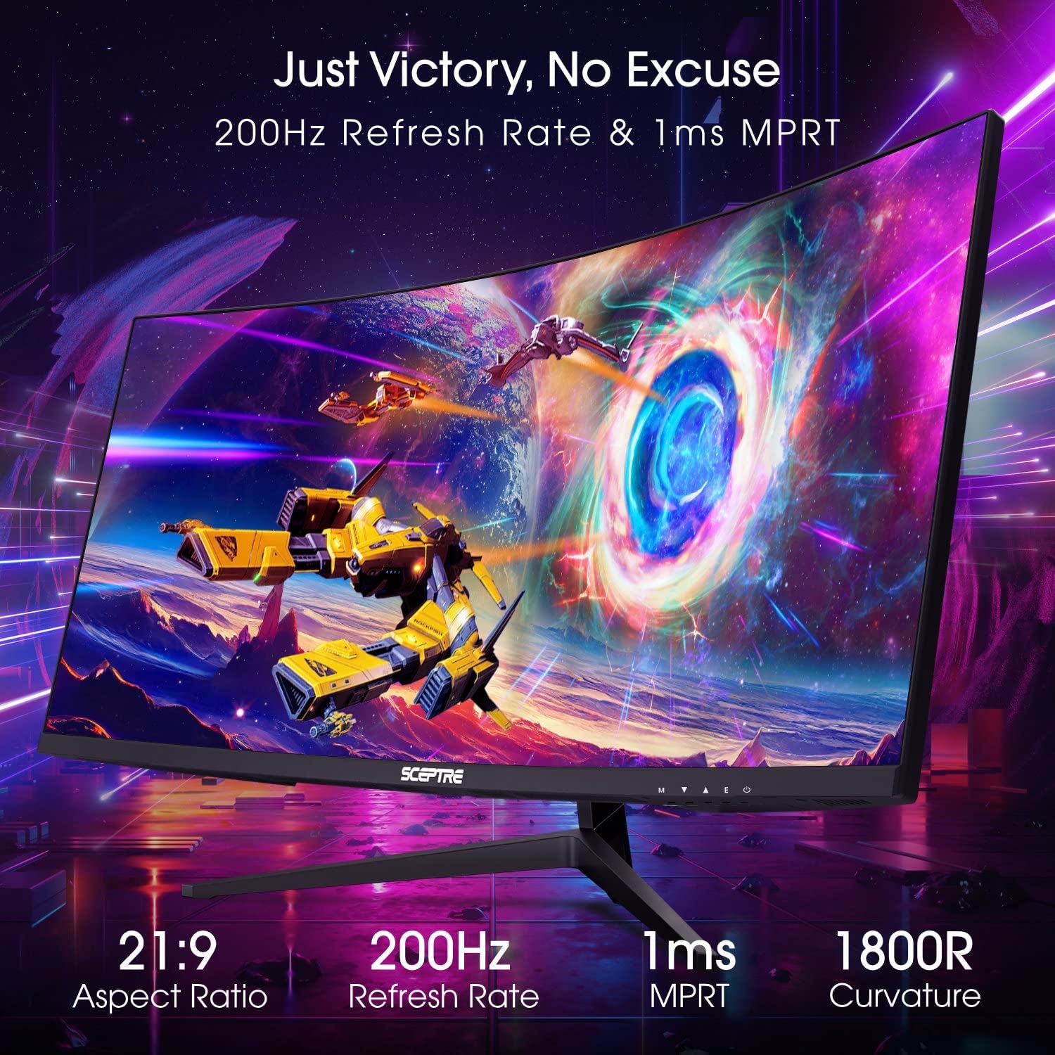 30-Inch Curved Gaming Monitor 21:9 2560X1080 Ultra Wide/ Slim HDMI Displayport up to 200Hz Build-In Speakers, Metal Black (C305B-200UN1) | 30 Va 1800R Curved 2560X1080 Panel, up to 200Hz, 3×Hdmi plus Displayport, 2×3W Speakers, 5Ms, Vesa 75X75