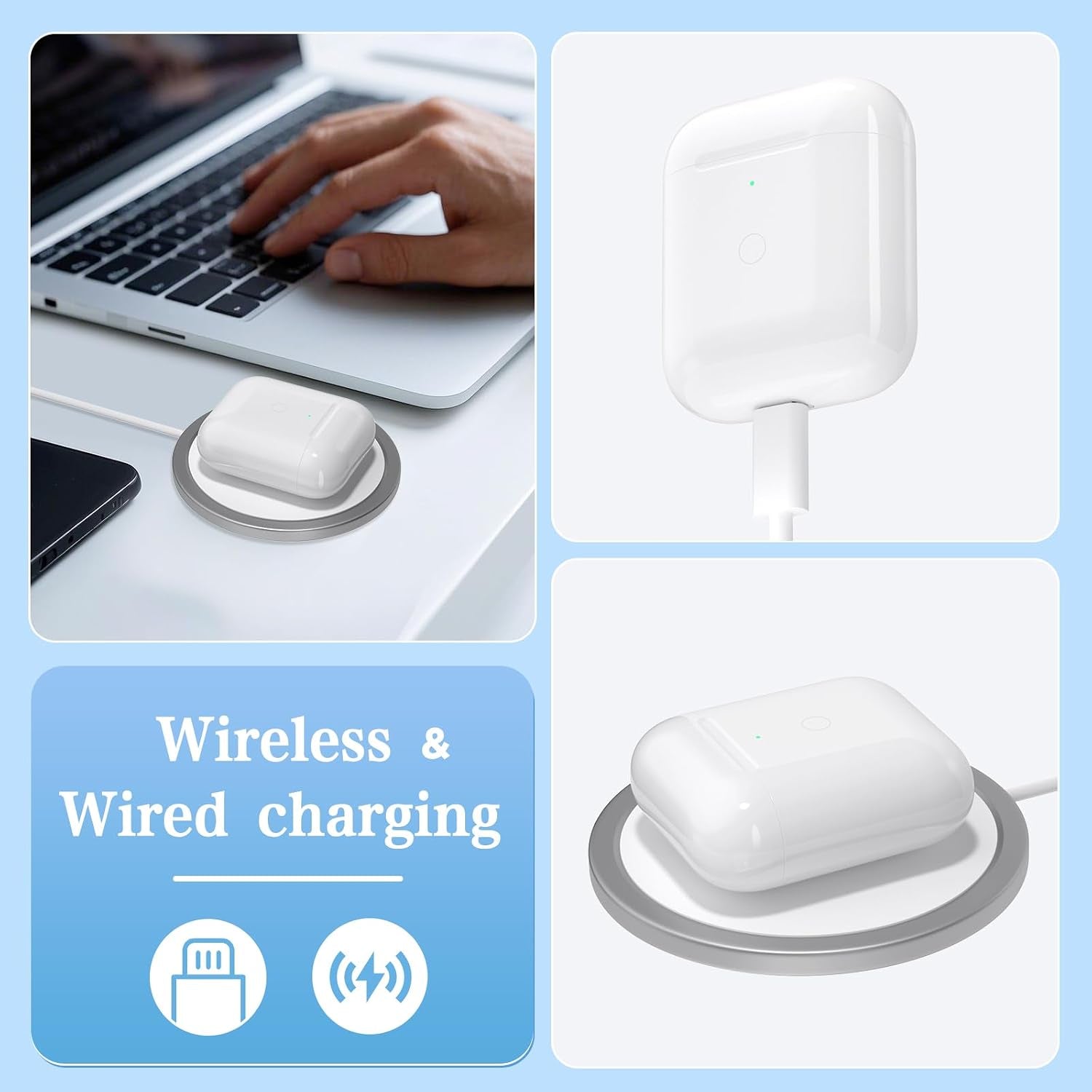 Replacement Airpods 1 St & 2Nd Generation Airpod Charging Case, Wireless Airpod Replacement Case with Bluetooth Pairing Sync Button, Airpods 1/2 Charging Cases Only, Airpods 1Rd Generation Case