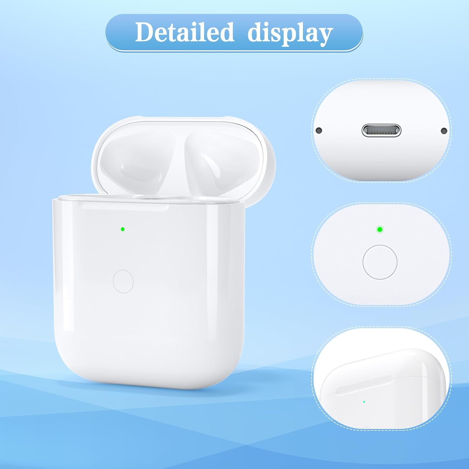 Replacement Airpods 1 St & 2Nd Generation Airpod Charging Case, Wireless Airpod Replacement Case with Bluetooth Pairing Sync Button, Airpods 1/2 Charging Cases Only, Airpods 1Rd Generation Case