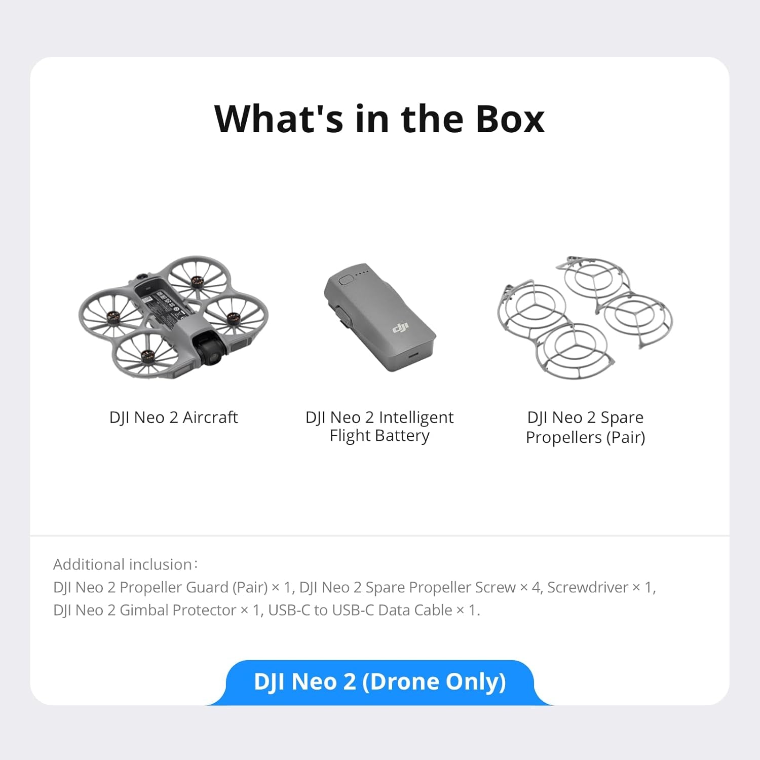 DJI Neo 2 (Drone Only), Lightweight 4K Drone with Camera | Palm Takeoff & Landing, Gesture Control, Activetrack, Omnidirectional Obstacle Sensing